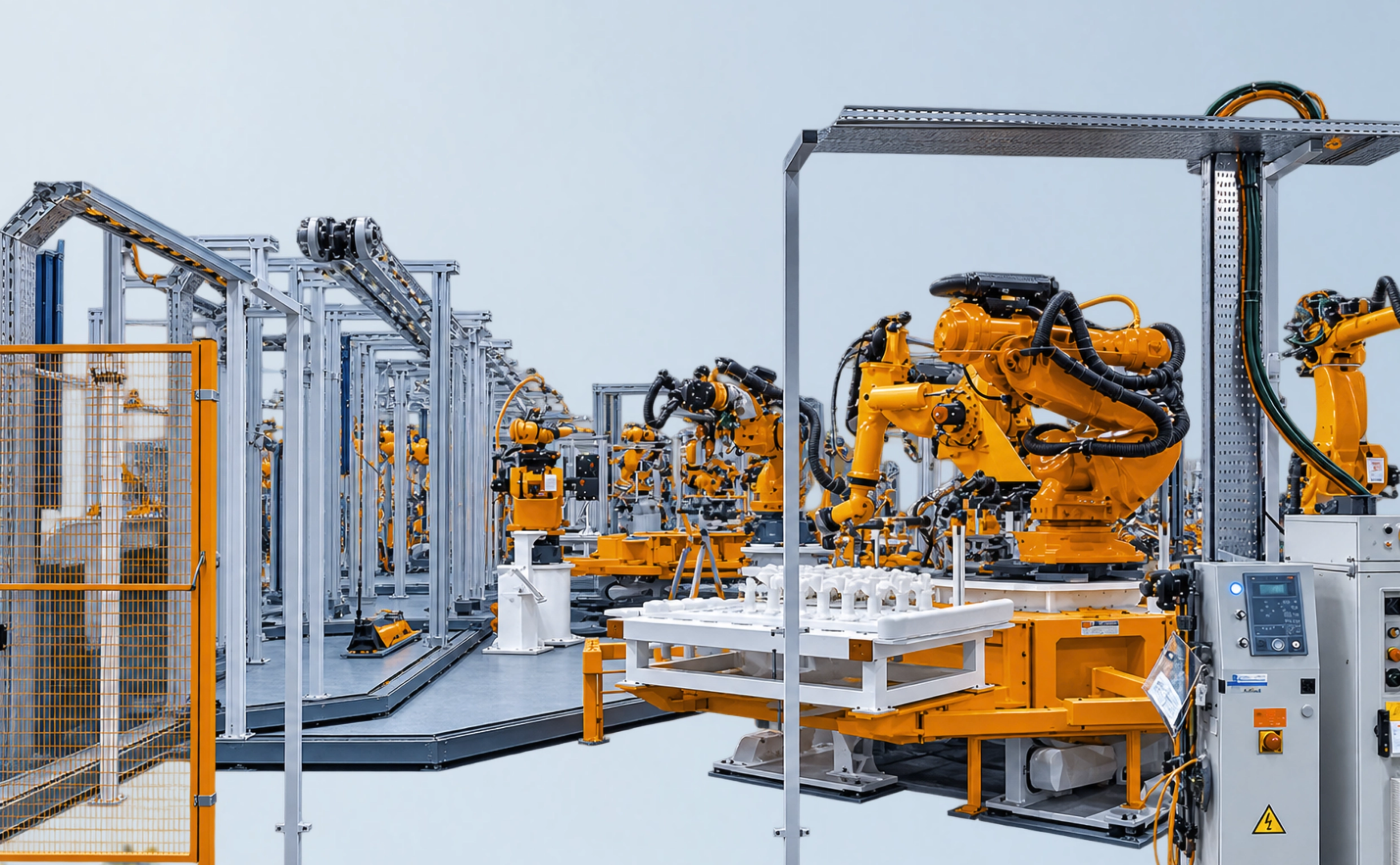Ligne de production robotisée en cours d'intégration